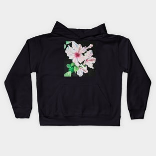 Pink hibiscus watercolour painting Kids Hoodie